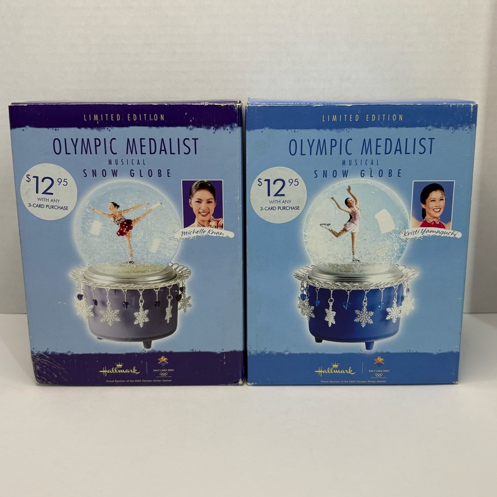 Kristi Yamaguchi & Michelle Kwan Hallmark Olympic Medalist Musical Snow Globes